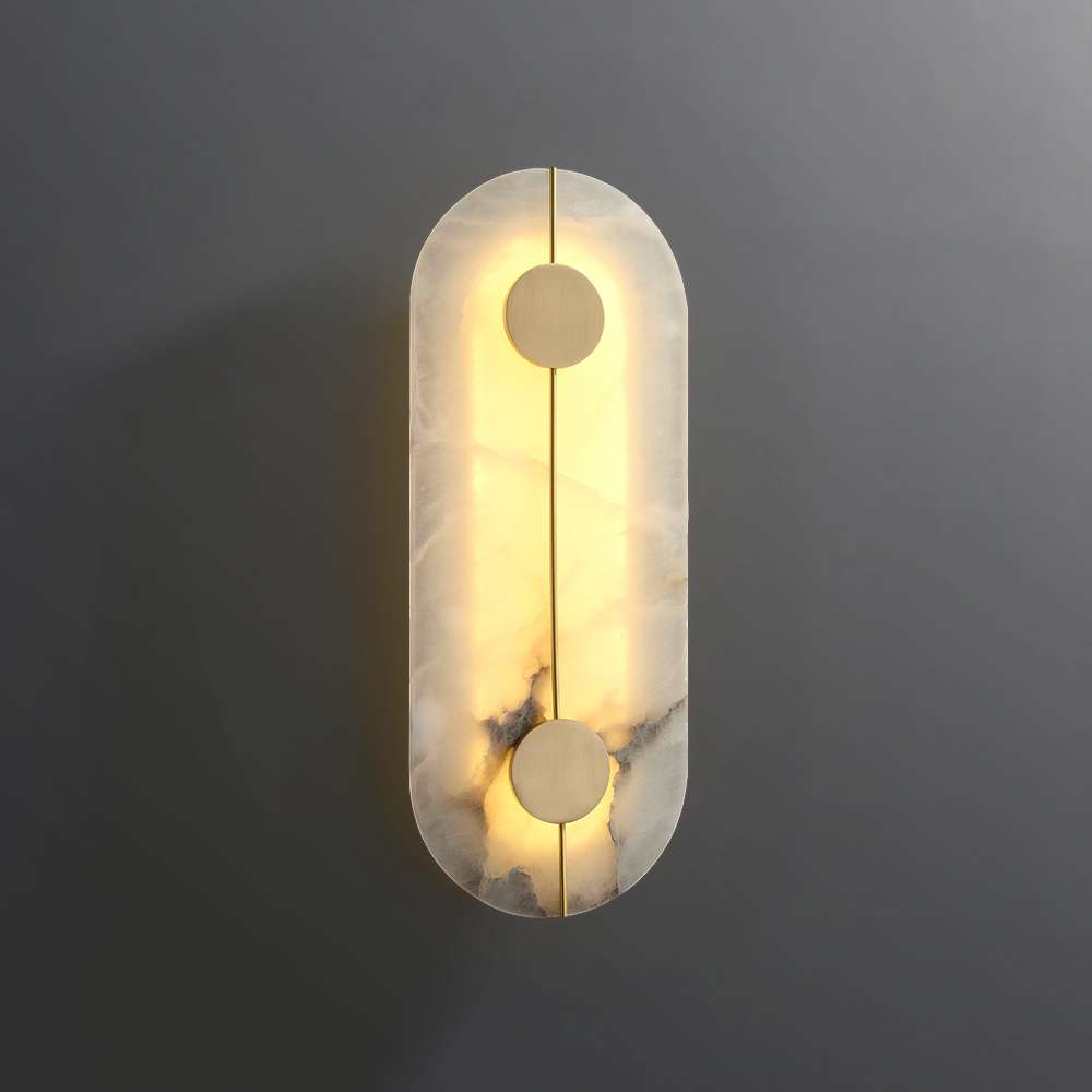 Minimalist Brace Natural Dolomite LED Brass Sconce - view 1