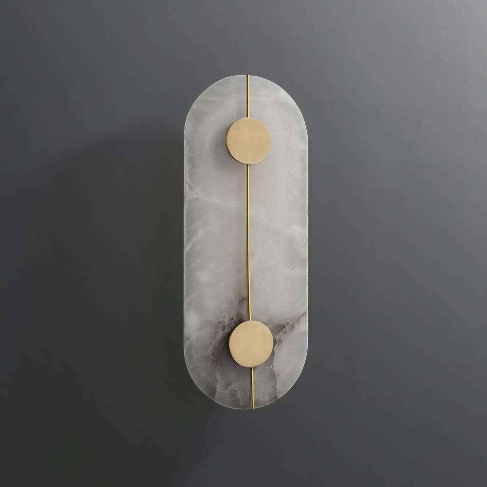 Minimalist Brace Natural Dolomite LED Brass Sconce - view 2