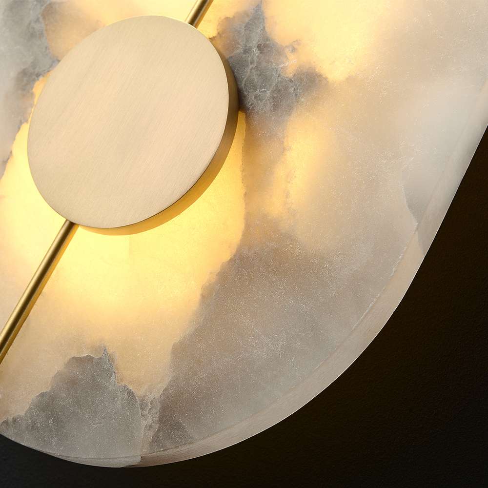 Minimalist Brace Natural Dolomite LED Brass Sconce - view 6