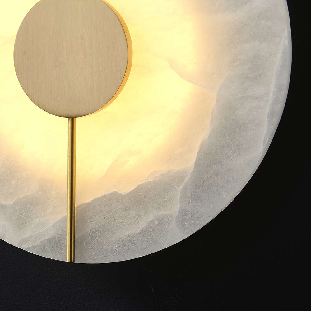 Minimalist Brace Natural Dolomite LED Brass Sconce - view 7
