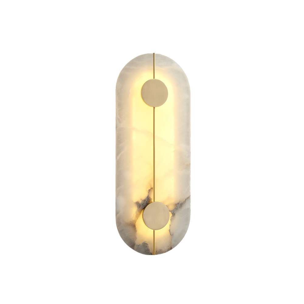 Minimalist Brace Natural Dolomite LED Brass Sconce - view 8