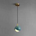 Prussian Blue Benedict Brass Pendant Light With White Lampshade - view 1