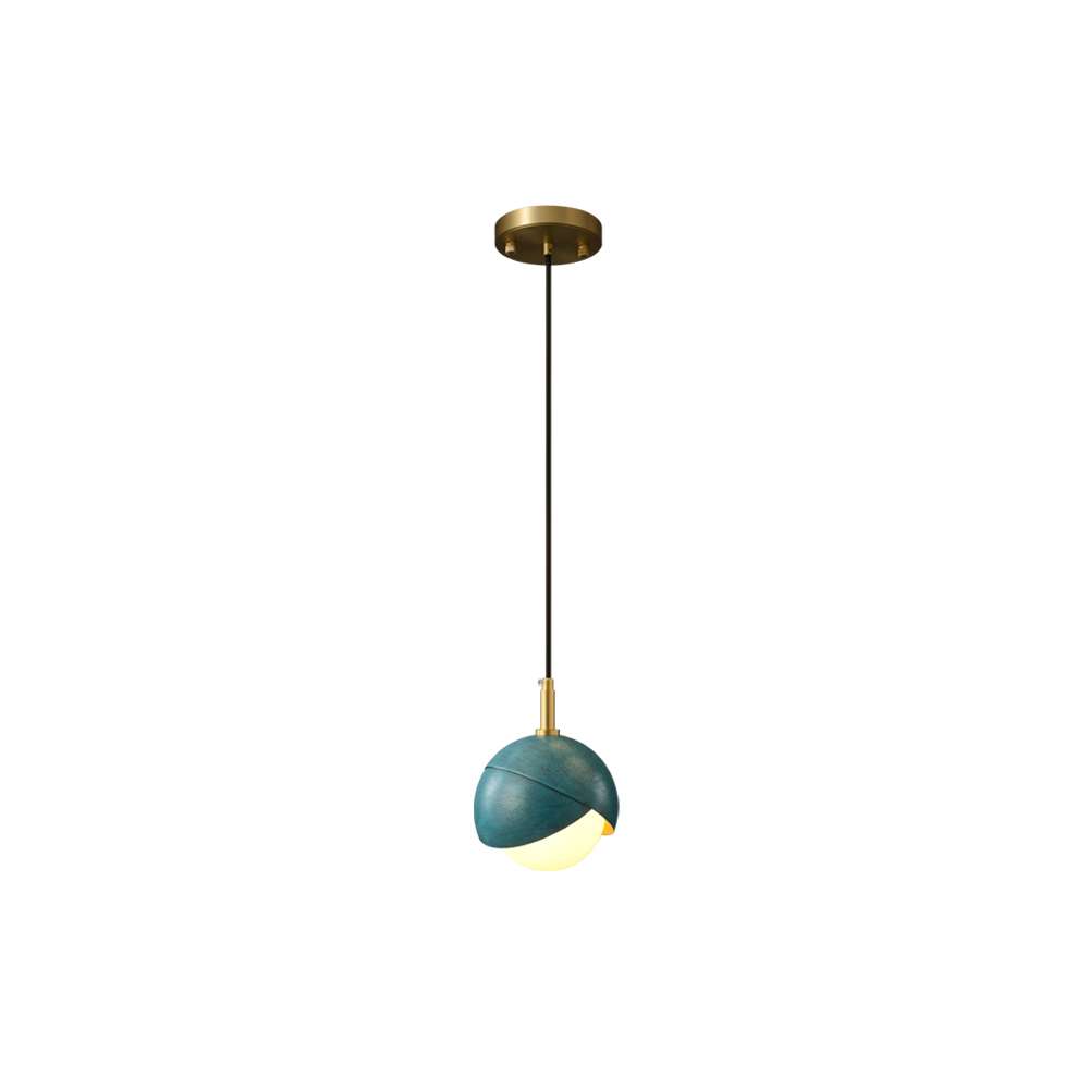Prussian Blue Benedict Brass Pendant Light With White Lampshade - view 7