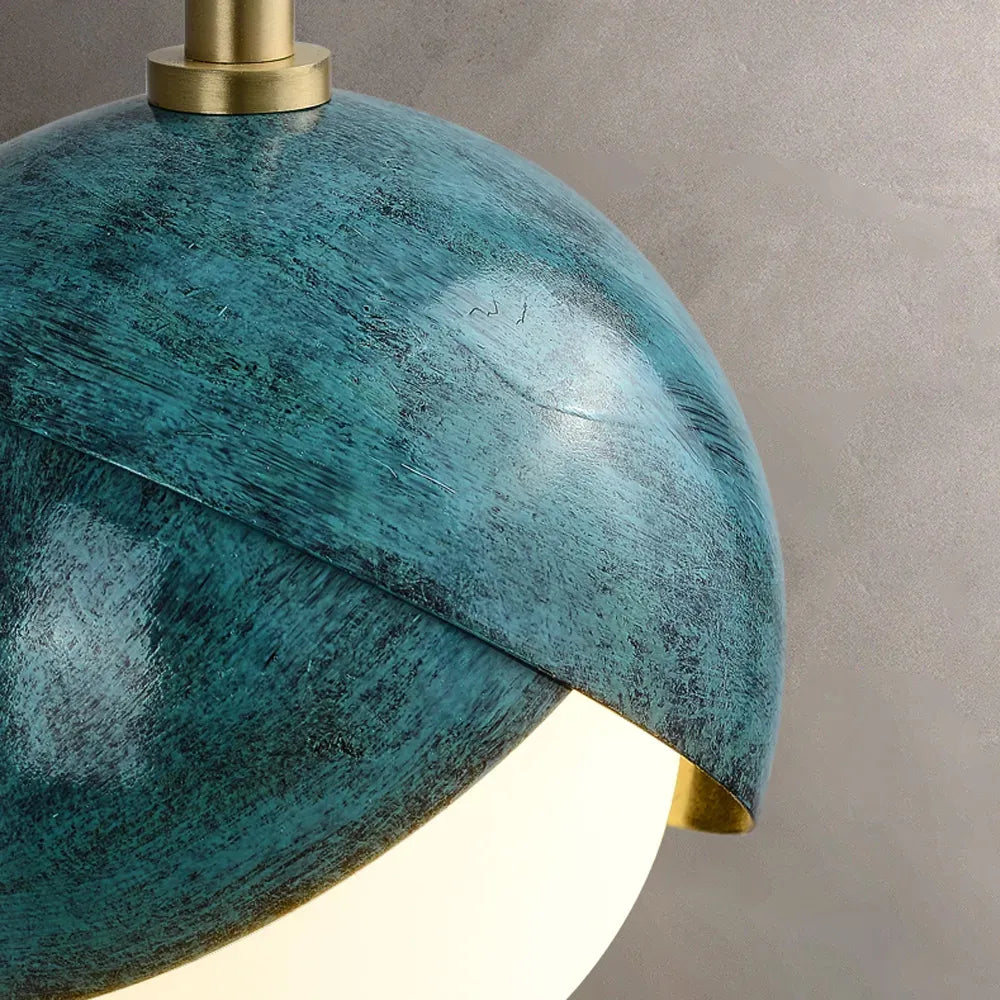 Prussian Blue Benedict Brass Pendant Light With White Lampshade - view 8