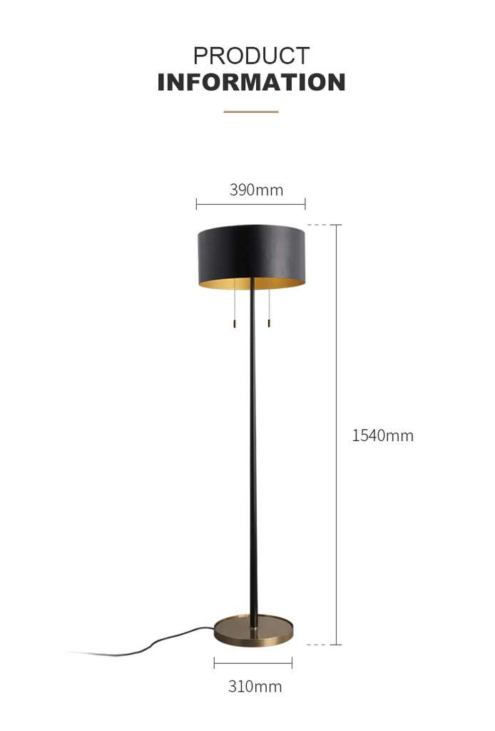 Matte Modern Black Floor Lamp By Light in the Space With Black Iron Drum Shade - view 10