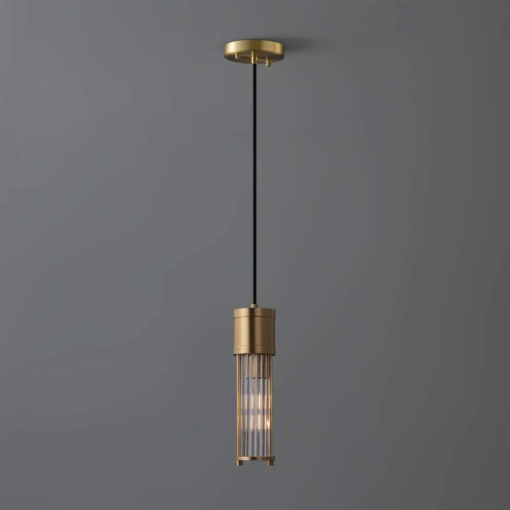 Allen Vintage Brushed Brass Clear Glass Mini Brass Pendant Light - view 1