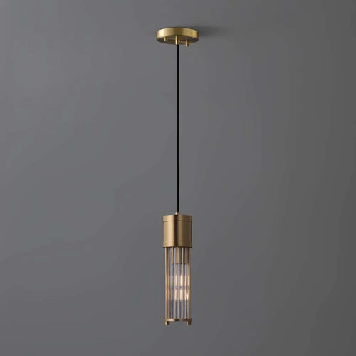 Allen Vintage Brushed Brass Clear Glass Mini Brass Pendant Light - view 1