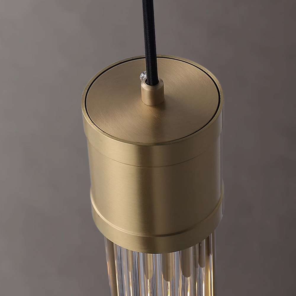 Allen Vintage Brushed Brass Clear Glass Mini Brass Pendant Light - view 6