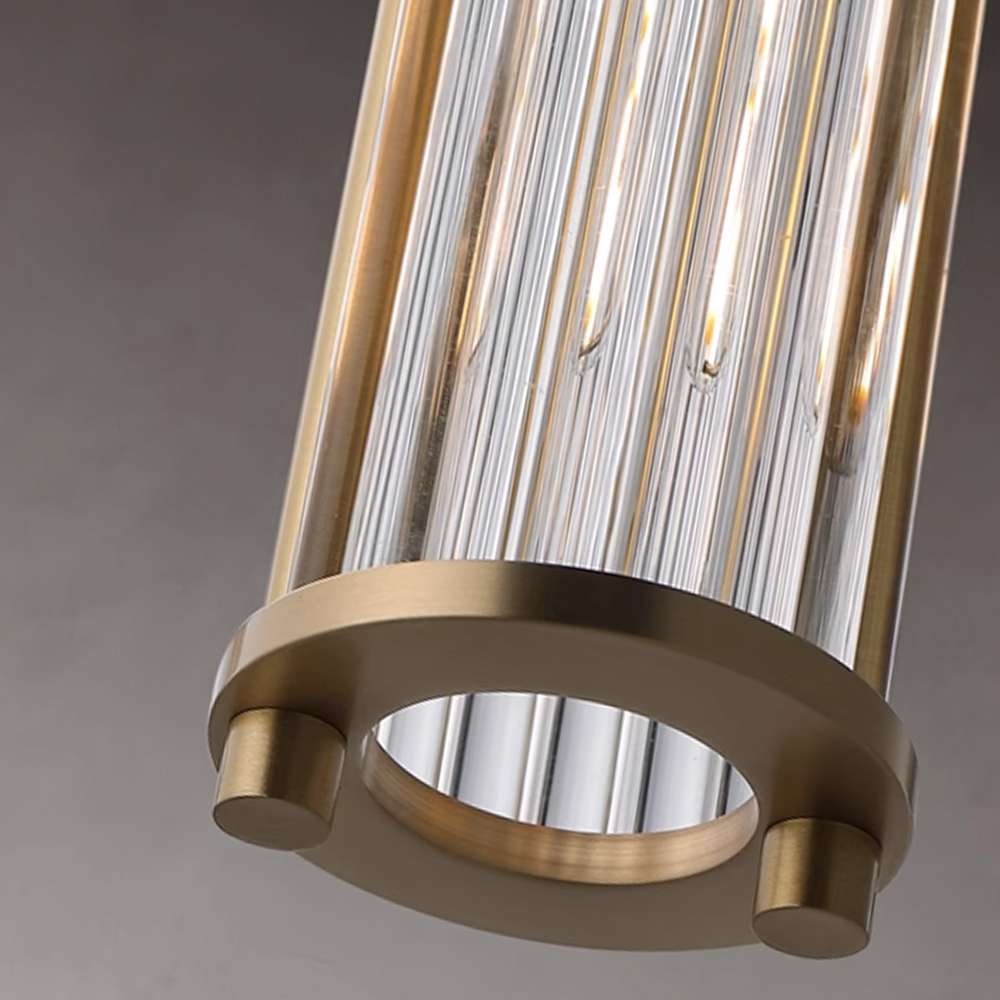 Allen Vintage Brushed Brass Clear Glass Mini Brass Pendant Light - view 7
