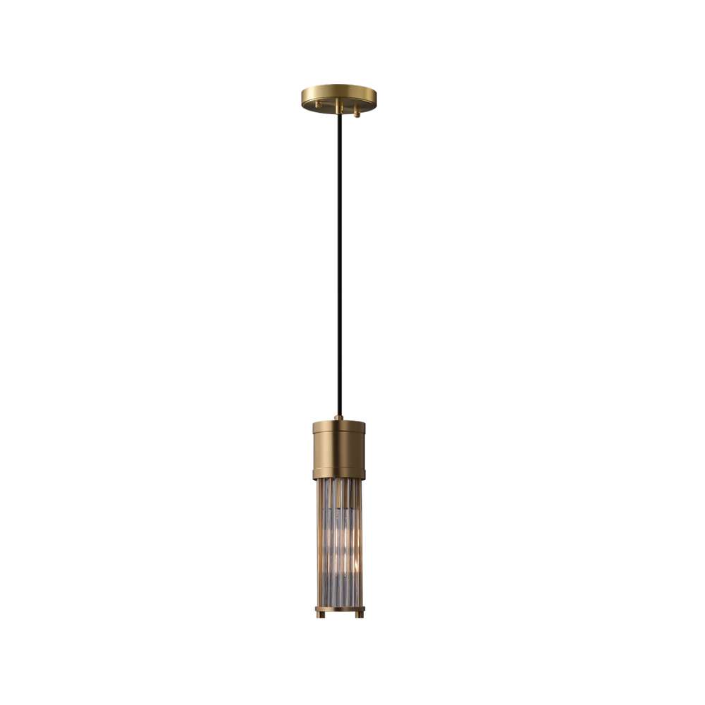 Allen Vintage Brushed Brass Clear Glass Mini Brass Pendant Light - view 8