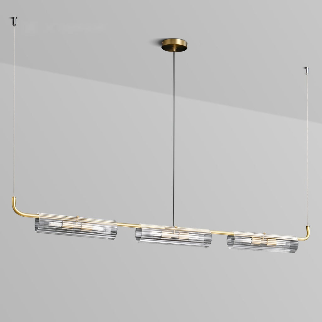 Ariel Aged Brass And Clear Glass Linear Chandelier - view 3