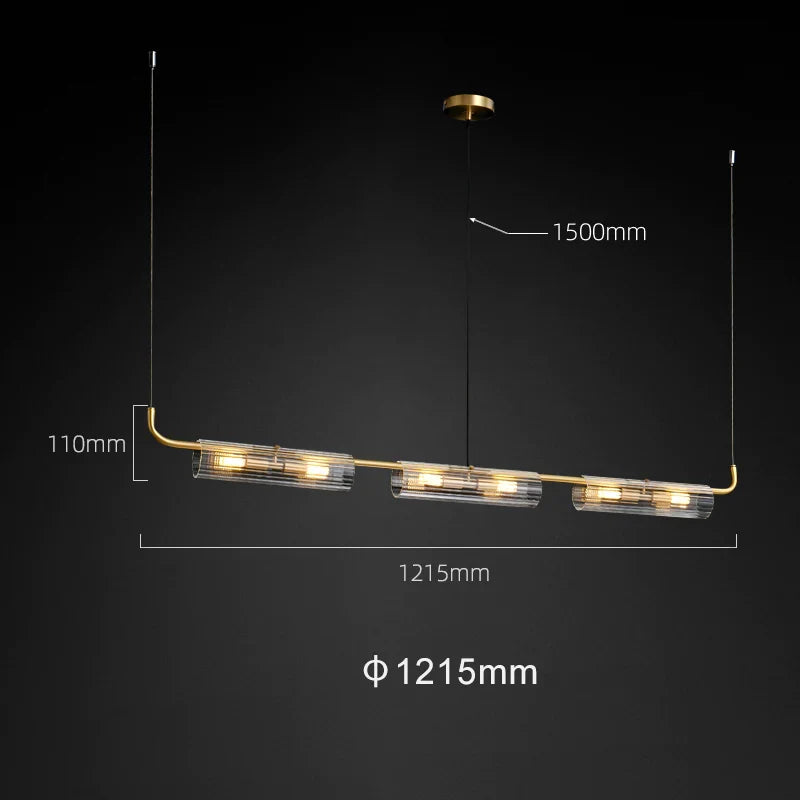 Ariel Aged Brass And Clear Glass Linear Chandelier - view 8
