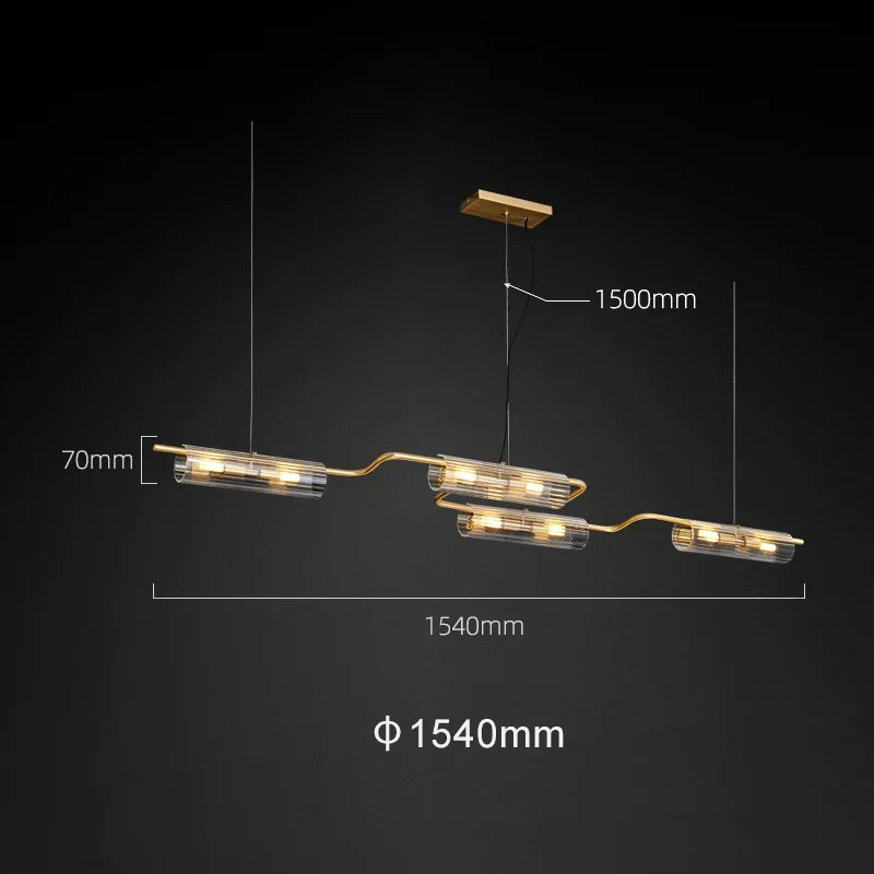 Ariel Aged Brass And Clear Glass Linear Chandelier - view 9