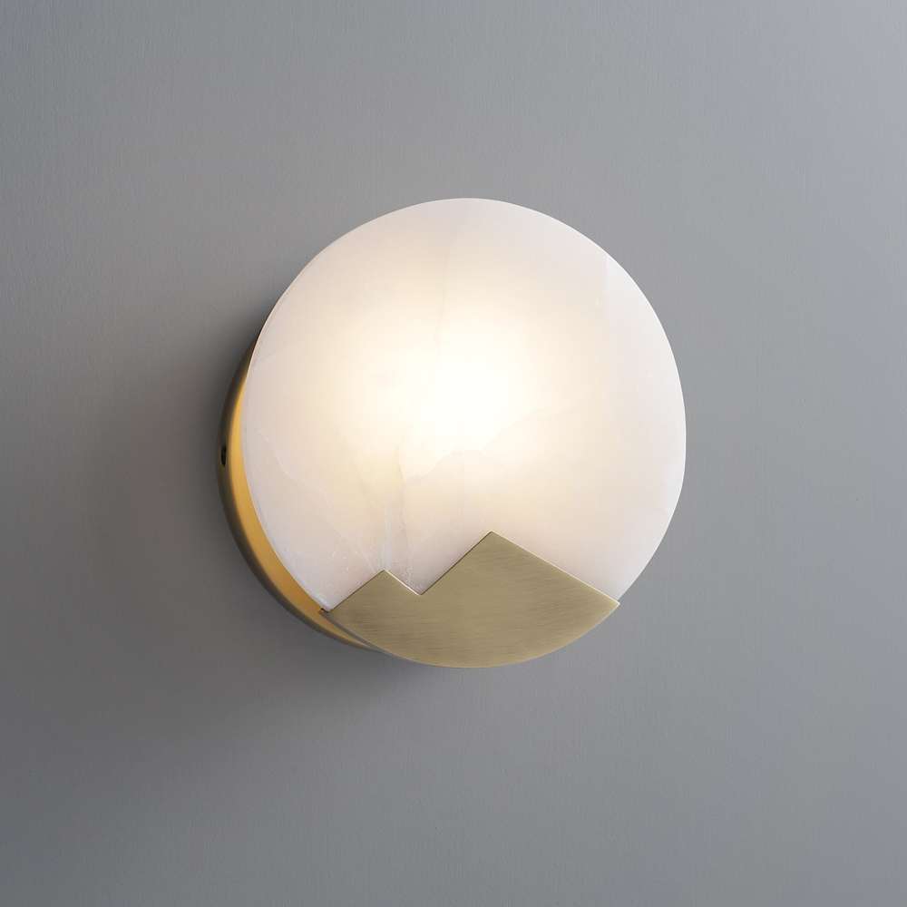 Modern Alabaster Metal Frame Wall Sconce - view 1