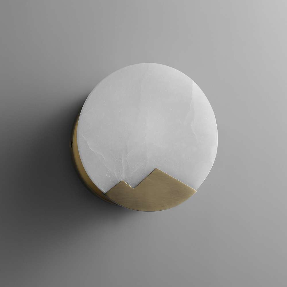 Modern Alabaster Metal Frame Wall Sconce - view 2
