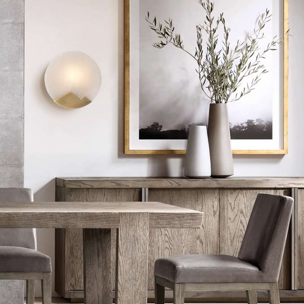 Modern Alabaster Metal Frame Wall Sconce - view 5