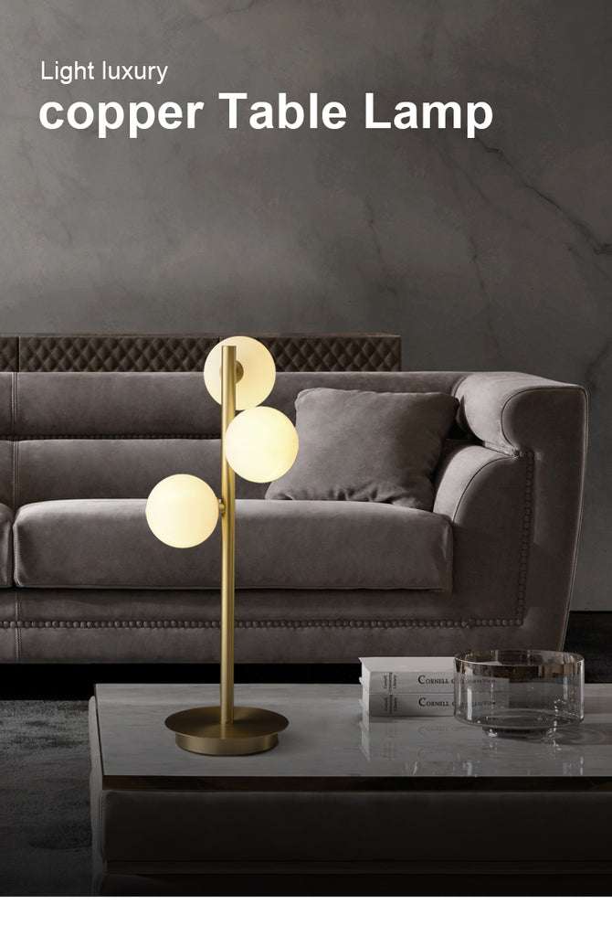 Nordic Brass Frame Opal Glass 3-Light Table Lamp - view 3
