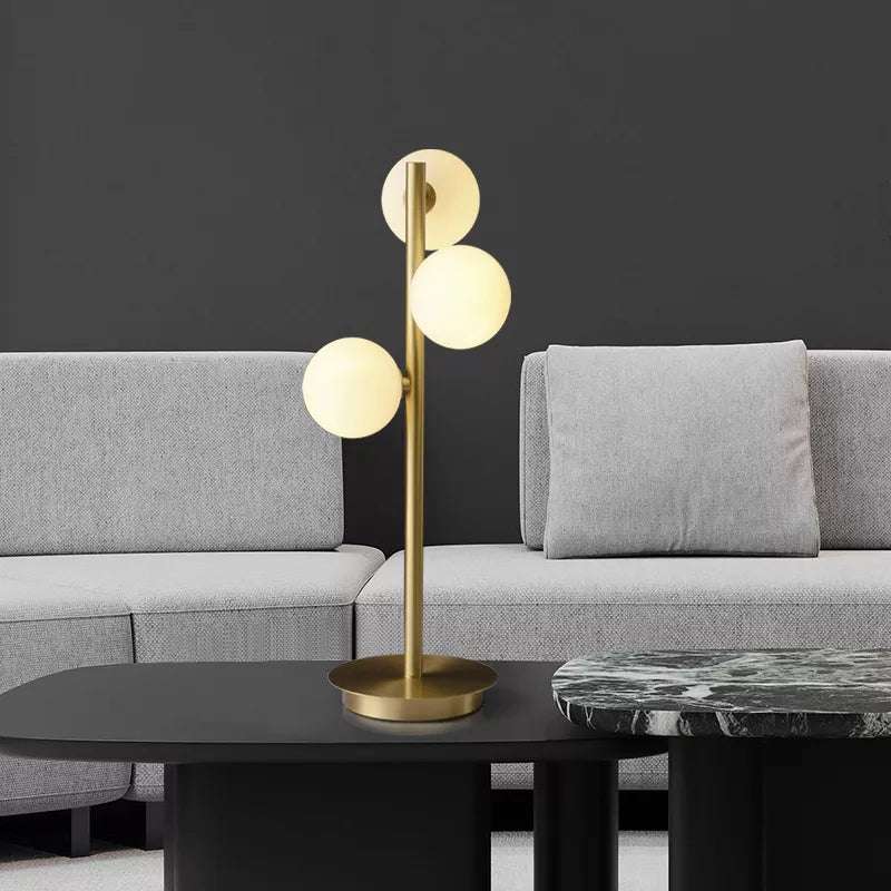 Nordic Brass Frame Opal Glass 3-Light Table Lamp - view 4