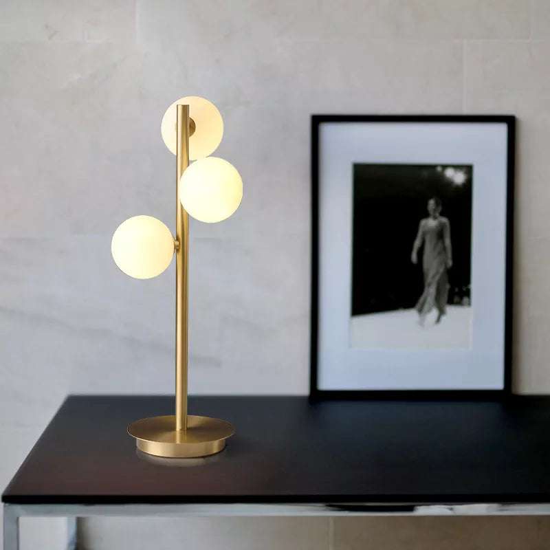 Nordic Brass Frame Opal Glass 3-Light Table Lamp - view 5