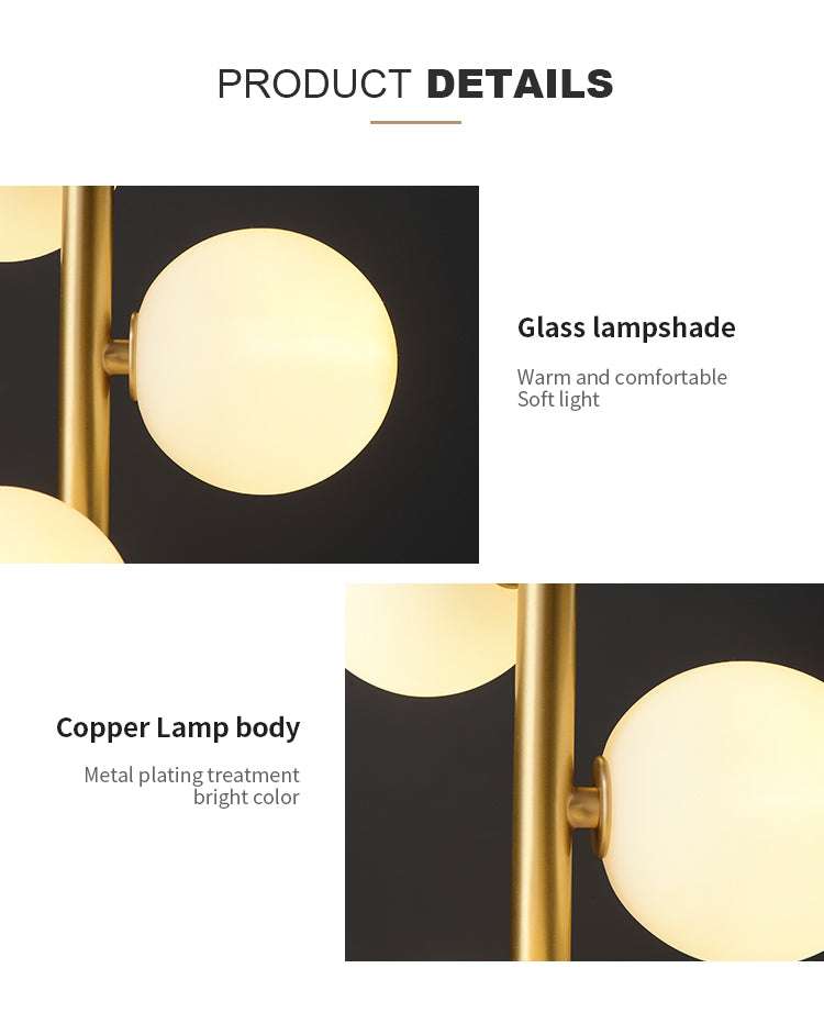 Nordic Brass Frame Opal Glass 3-Light Table Lamp - view 9