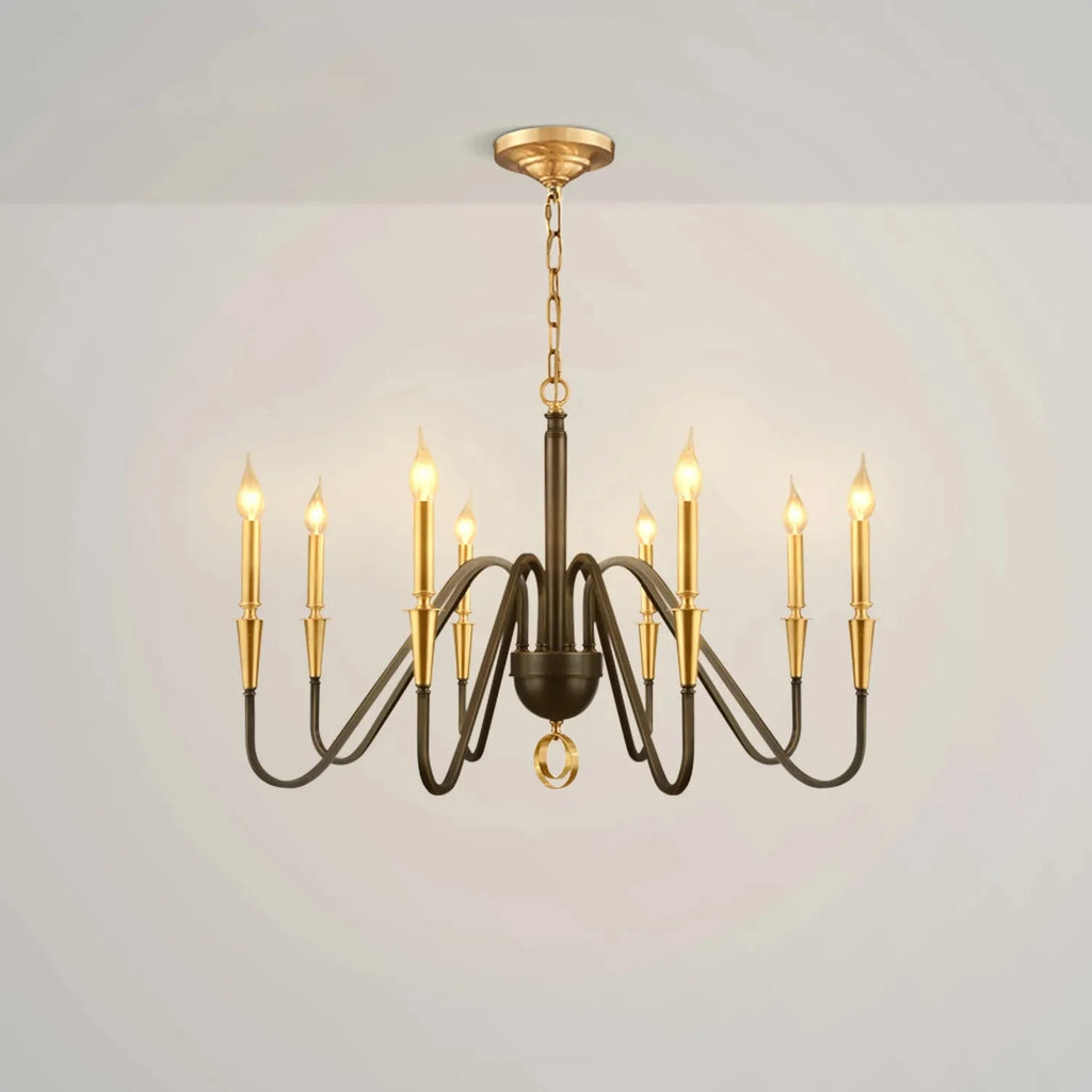 Karthe Elegant Black Brass Candle Chandelier - view 1