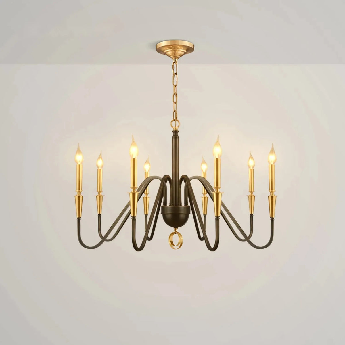 Karthe Elegant Black Brass Candle Chandelier - view 1