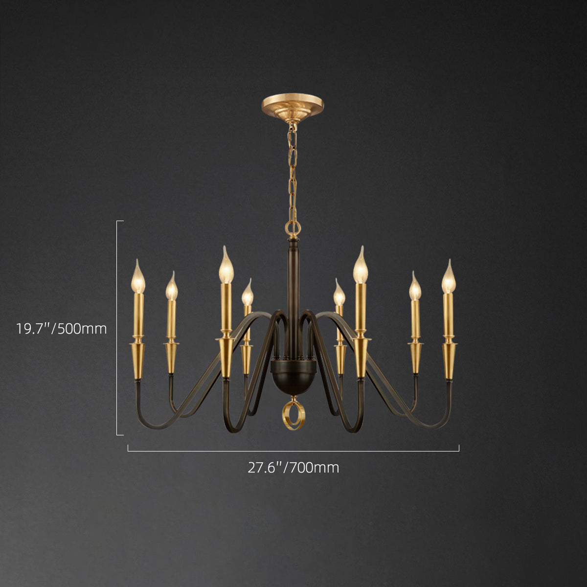 Karthe Elegant Black Brass Candle Chandelier - view 12