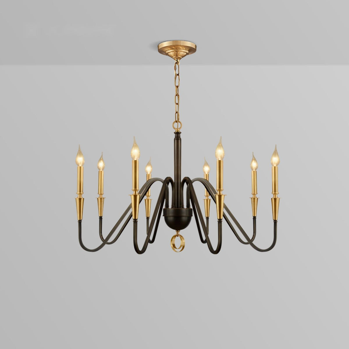 Karthe Elegant Black Brass Candle Chandelier - view 2