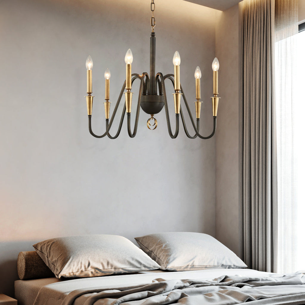 Karthe Elegant Black Brass Candle Chandelier - view 3