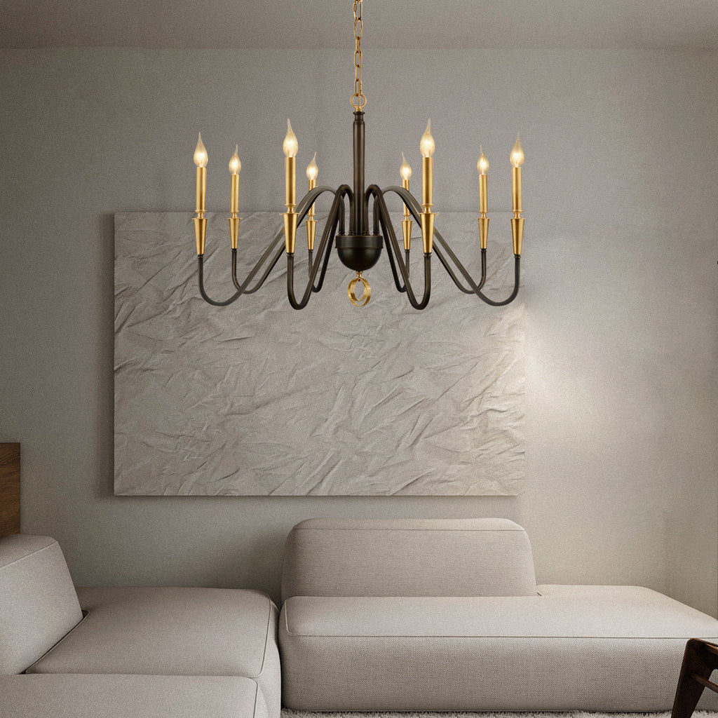 Karthe Elegant Black Brass Candle Chandelier - view 4