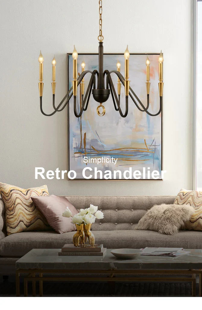 Karthe Elegant Black Brass Candle Chandelier - view 5