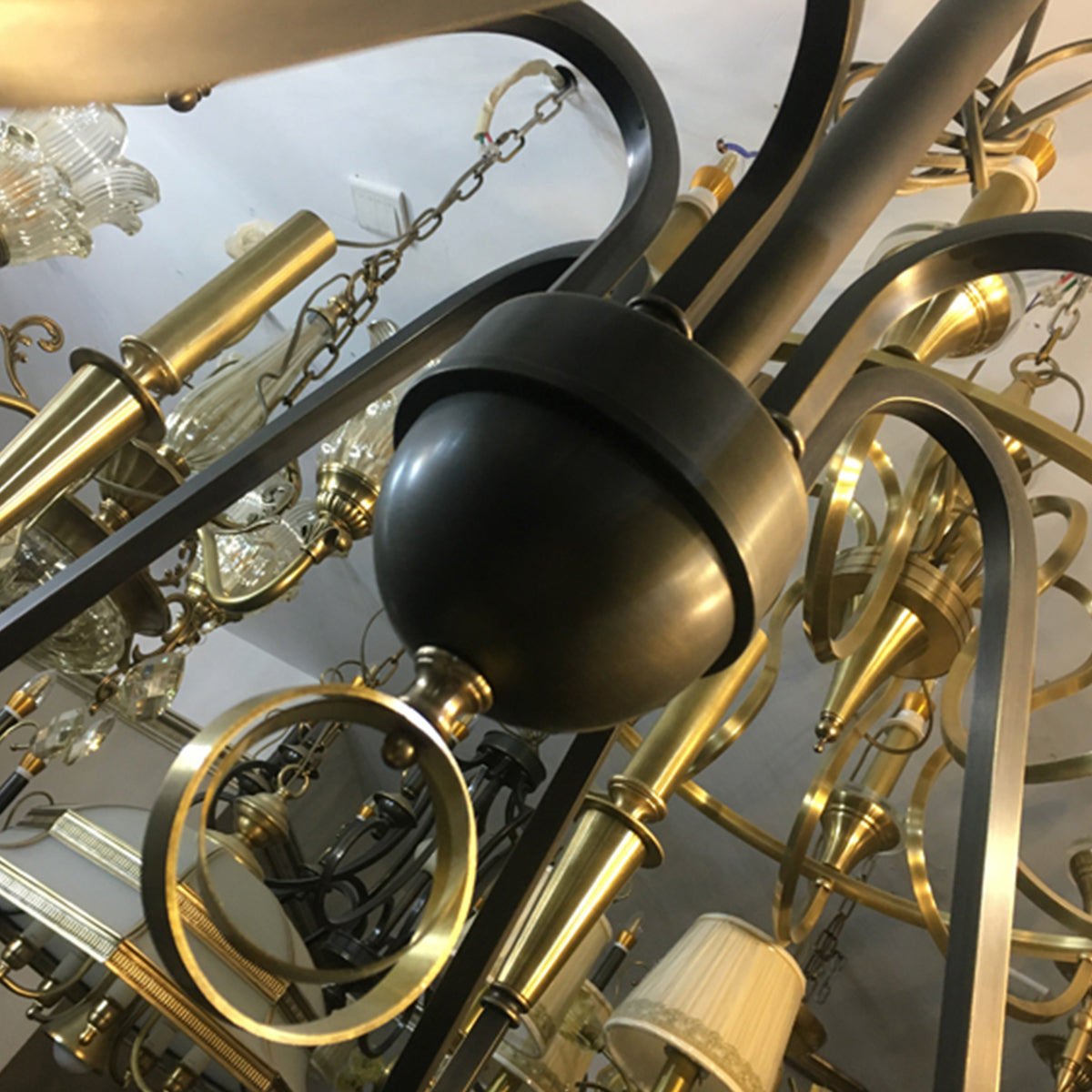 Karthe Elegant Black Brass Candle Chandelier - view 7