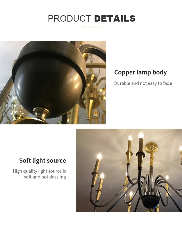 Karthe Elegant Black Brass Candle Chandelier - view 8