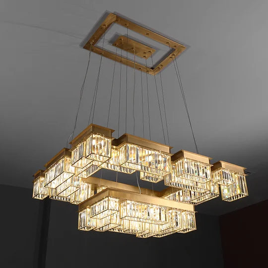 Luxury Tiered Grand Crystal Chandelier - Rectangular Chandelier - view 1