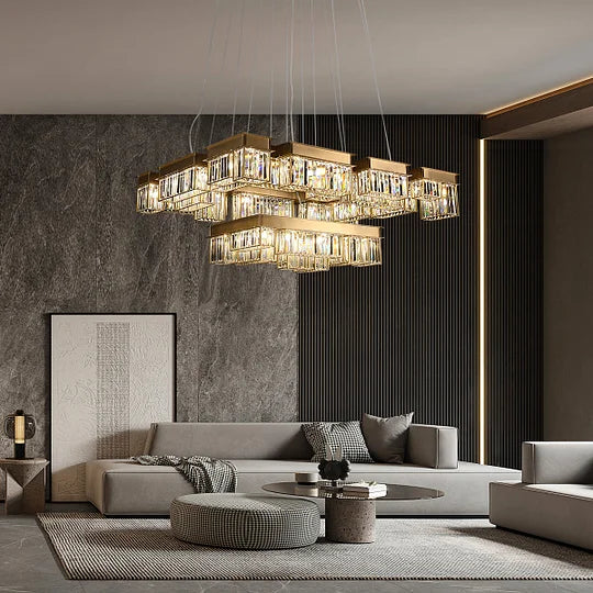 Luxury Tiered Grand Crystal Chandelier - Rectangular Chandelier - view 2