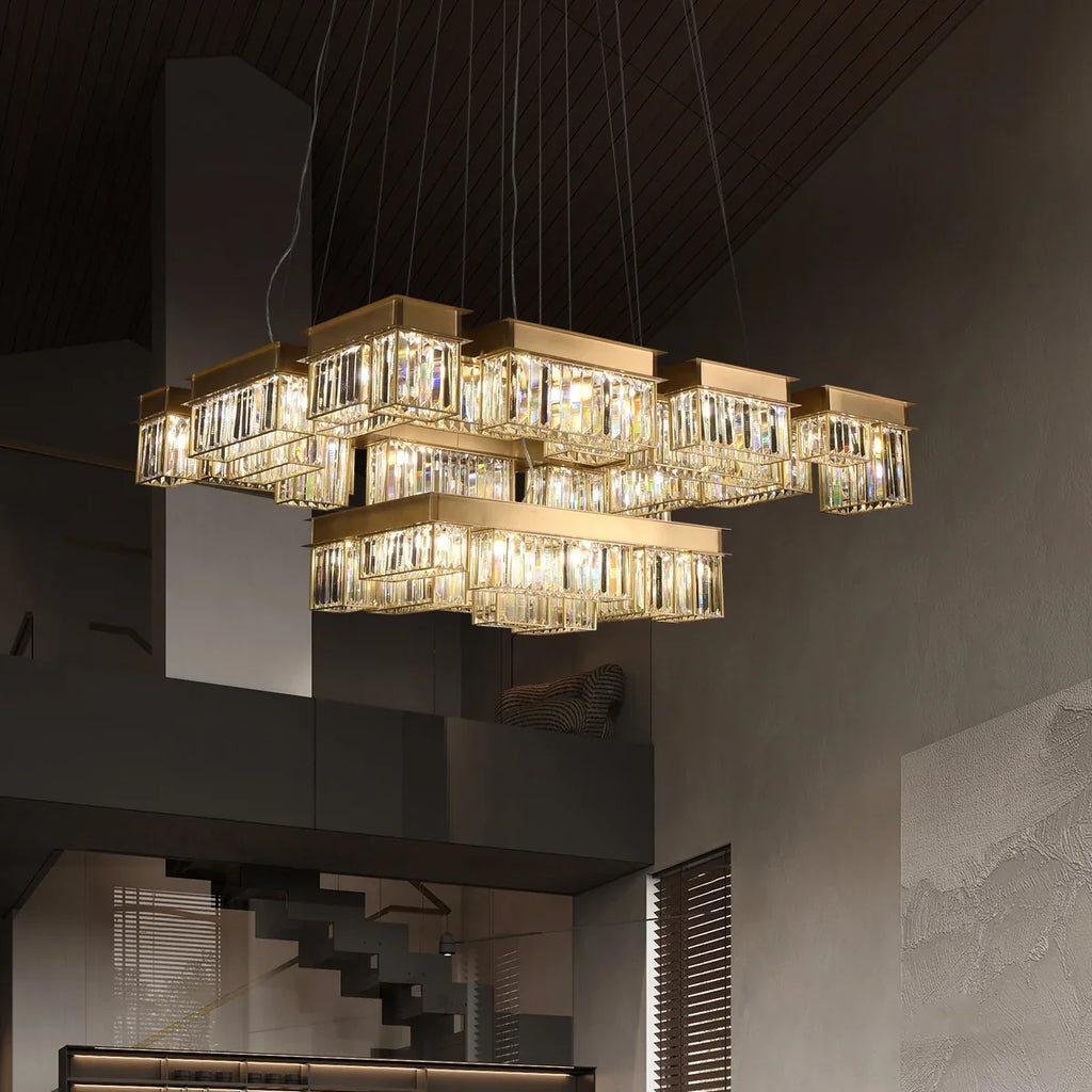 Luxury Tiered Grand Crystal Chandelier - Rectangular Chandelier - view 3