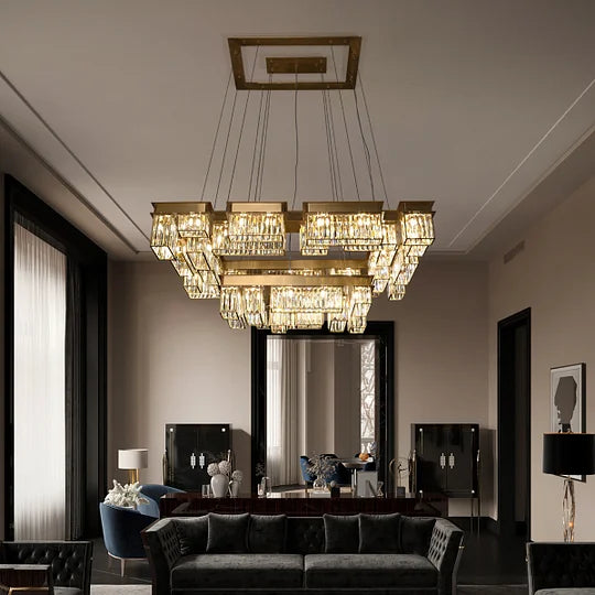 Luxury Tiered Grand Crystal Chandelier - Rectangular Chandelier - view 4