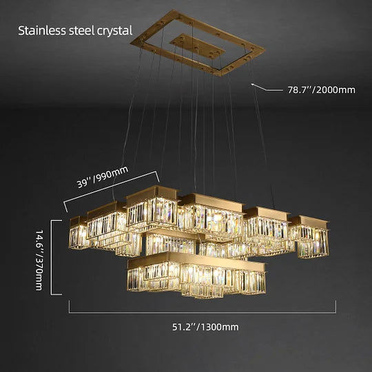 Luxury Tiered Grand Crystal Chandelier - Rectangular Chandelier - view 8