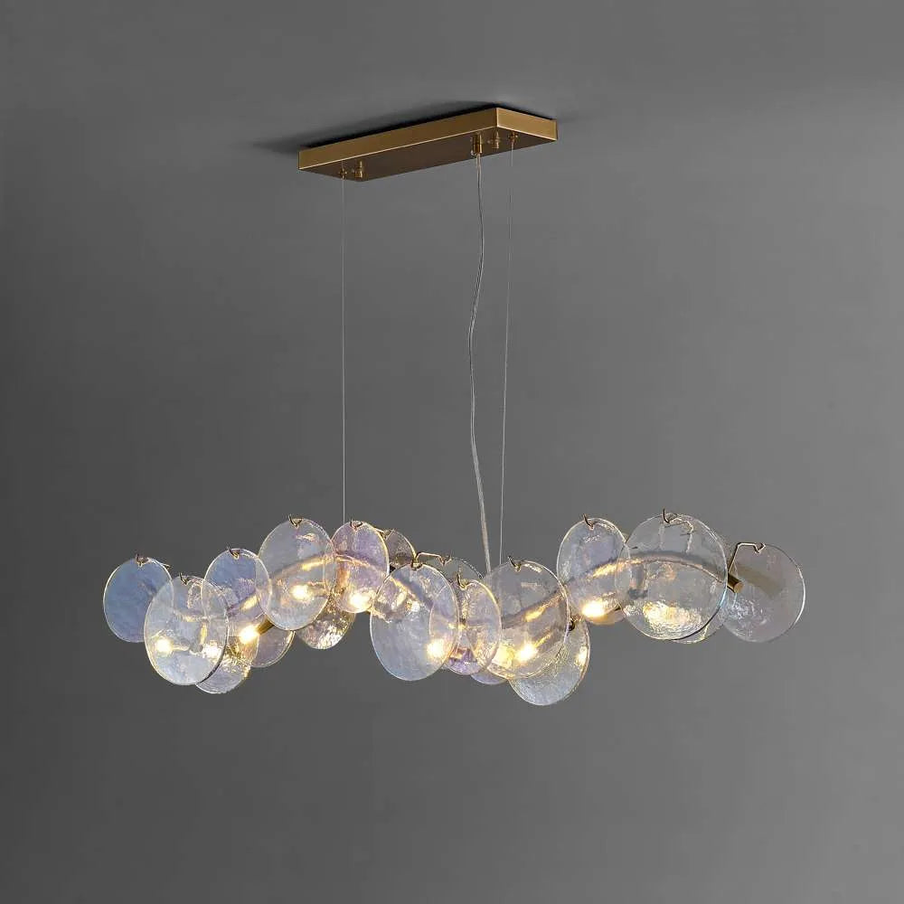 Modern Rippled Glass Island Light Fixtures - Unique Chandeliers - view 1
