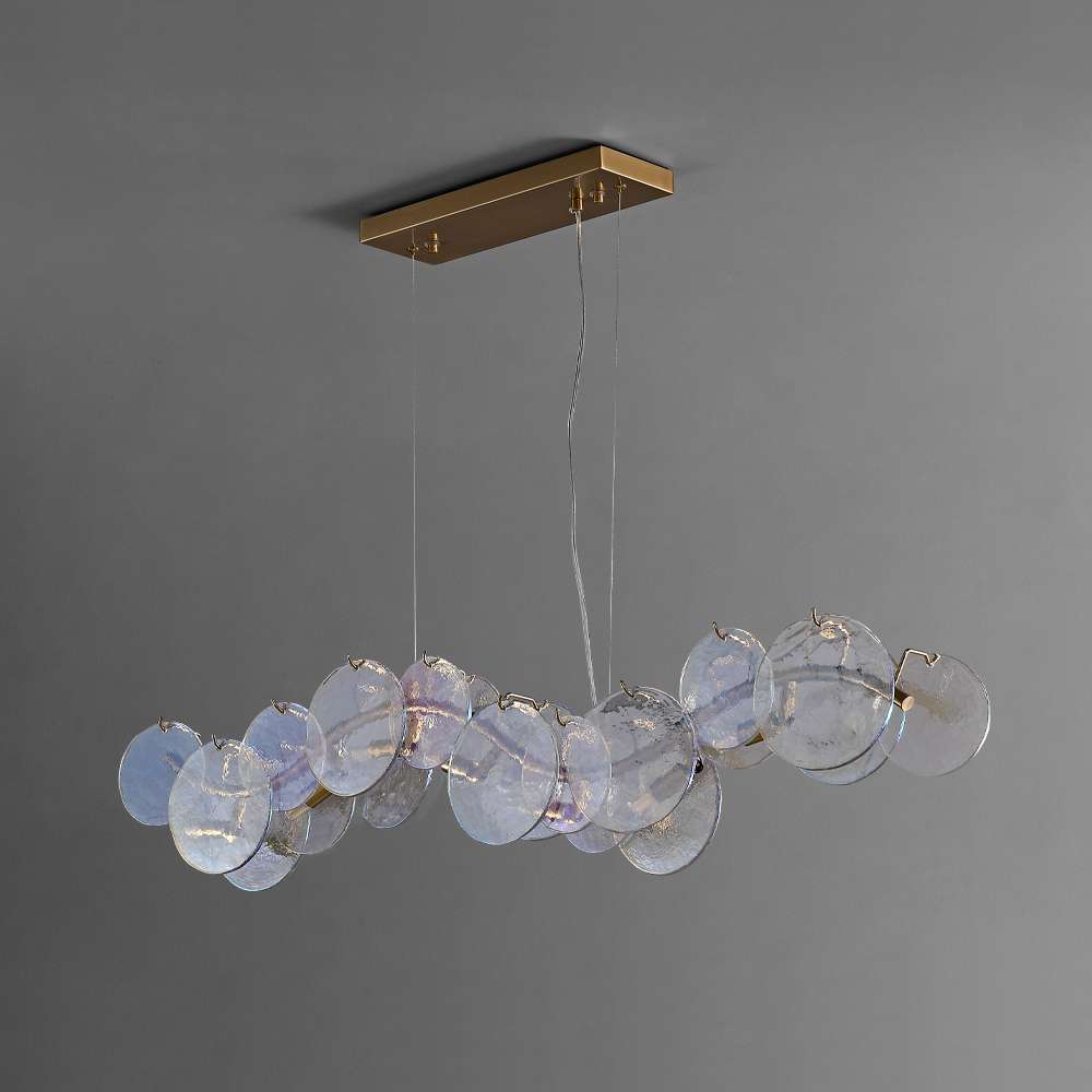 Modern Rippled Glass Island Light Fixtures - Unique Chandeliers - view 2