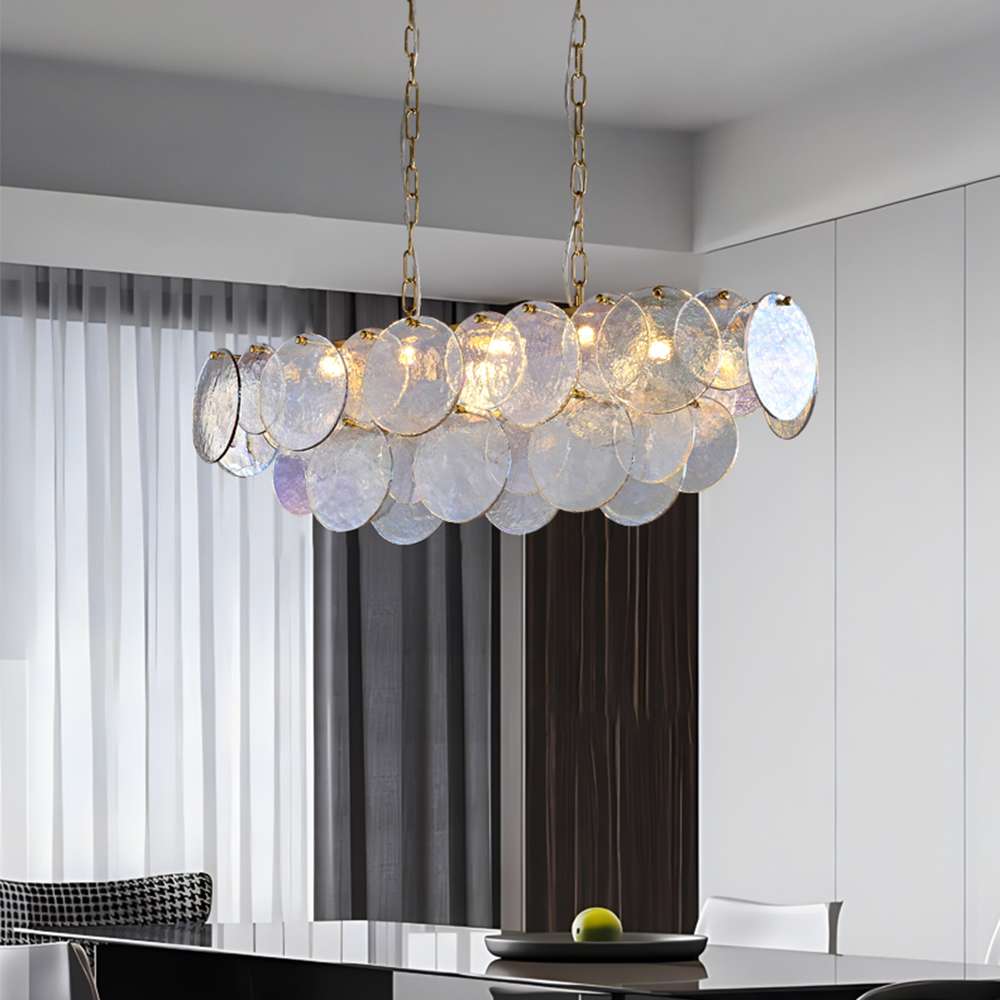 Modern Rippled Glass Island Light Fixtures - Unique Chandeliers - view 3