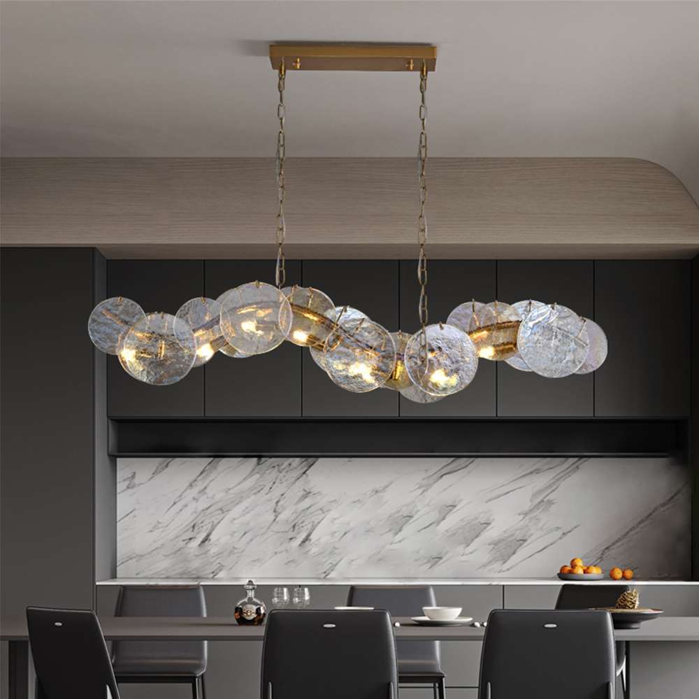 Modern Rippled Glass Island Light Fixtures - Unique Chandeliers - view 4