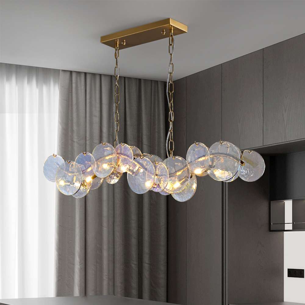Modern Rippled Glass Island Light Fixtures - Unique Chandeliers - view 5