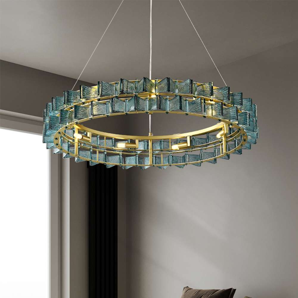 Postmodern Handmade Ring Glass Chandelier - Living Room Chandelier - view 3