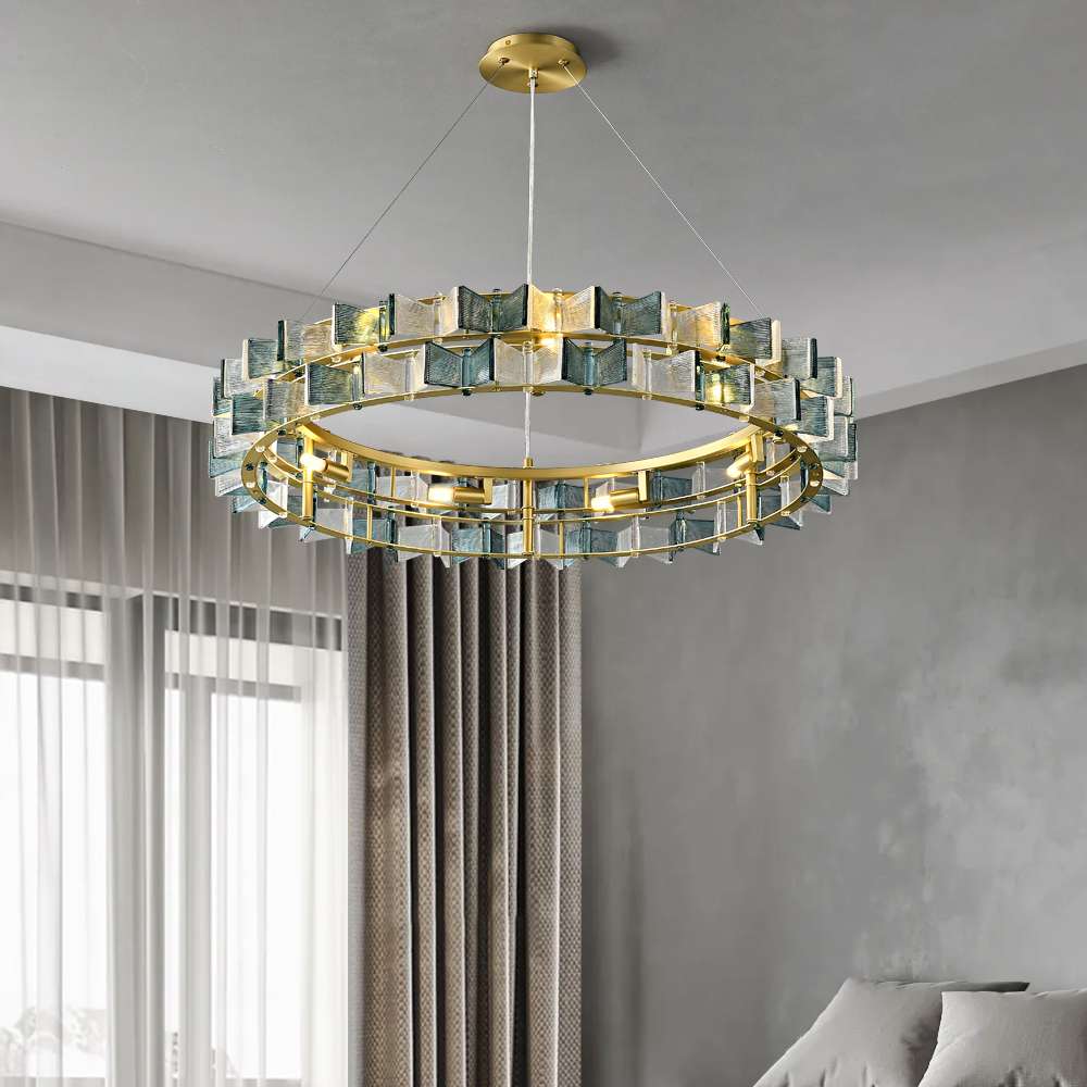 Postmodern Handmade Ring Glass Chandelier - Living Room Chandelier - view 4