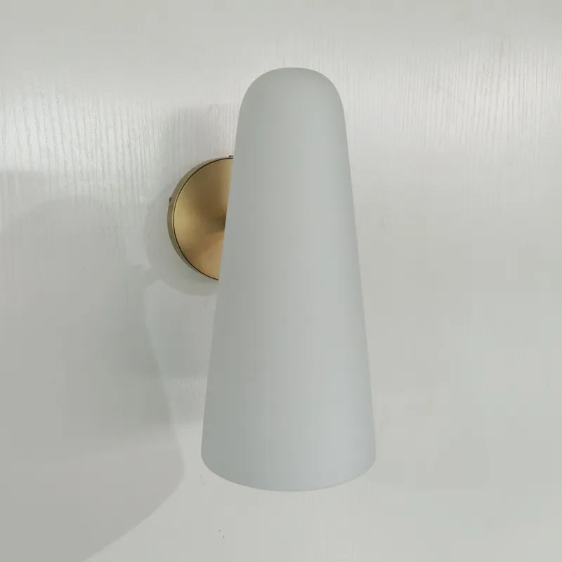White Glass Single Shade Brass Wall Sconce - view 4