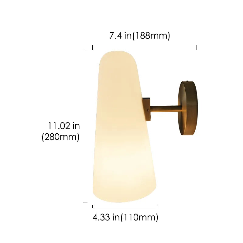 White Glass Single Shade Brass Wall Sconce - view 5
