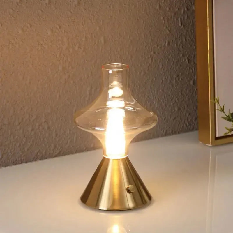 Retro Clear Glass Lampshade LED Light Fixtures - Bedside Table Lamp - view 1