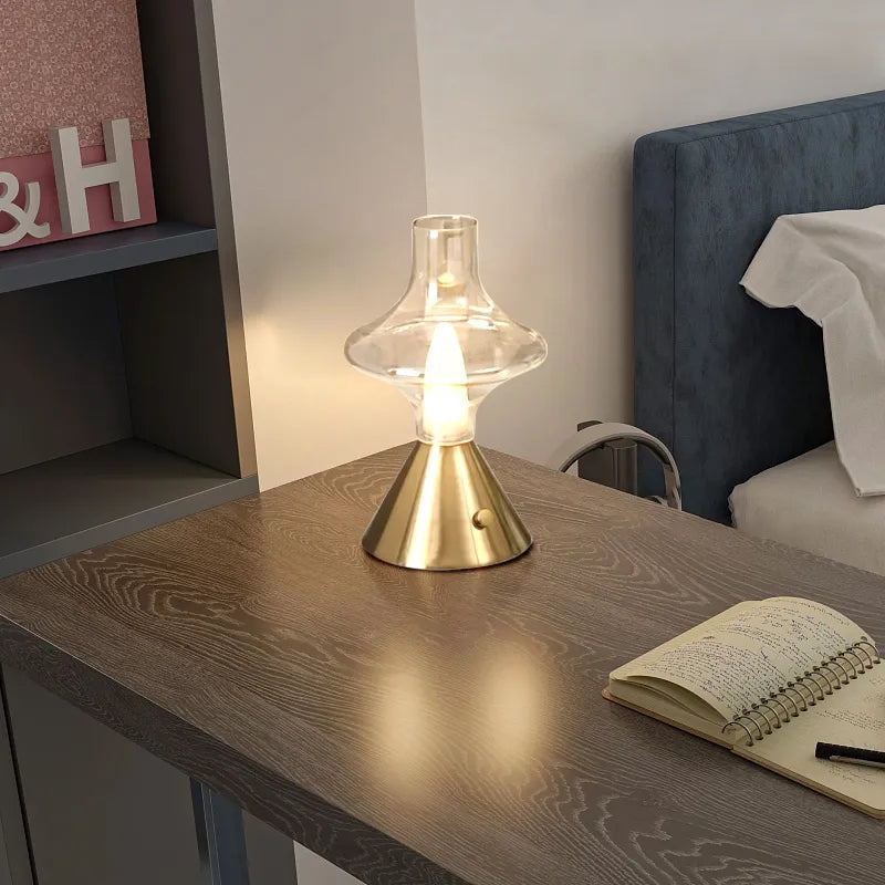 Retro Clear Glass Lampshade LED Light Fixtures - Bedside Table Lamp - view 2