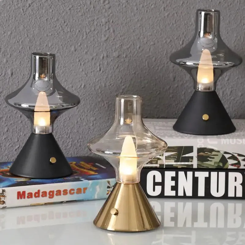Retro Clear Glass Lampshade LED Light Fixtures - Bedside Table Lamp - view 5